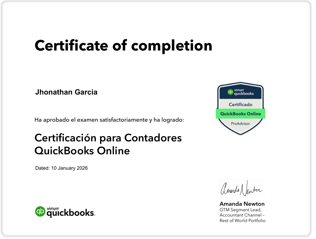 Certificación QuickBooks ProAdvisor