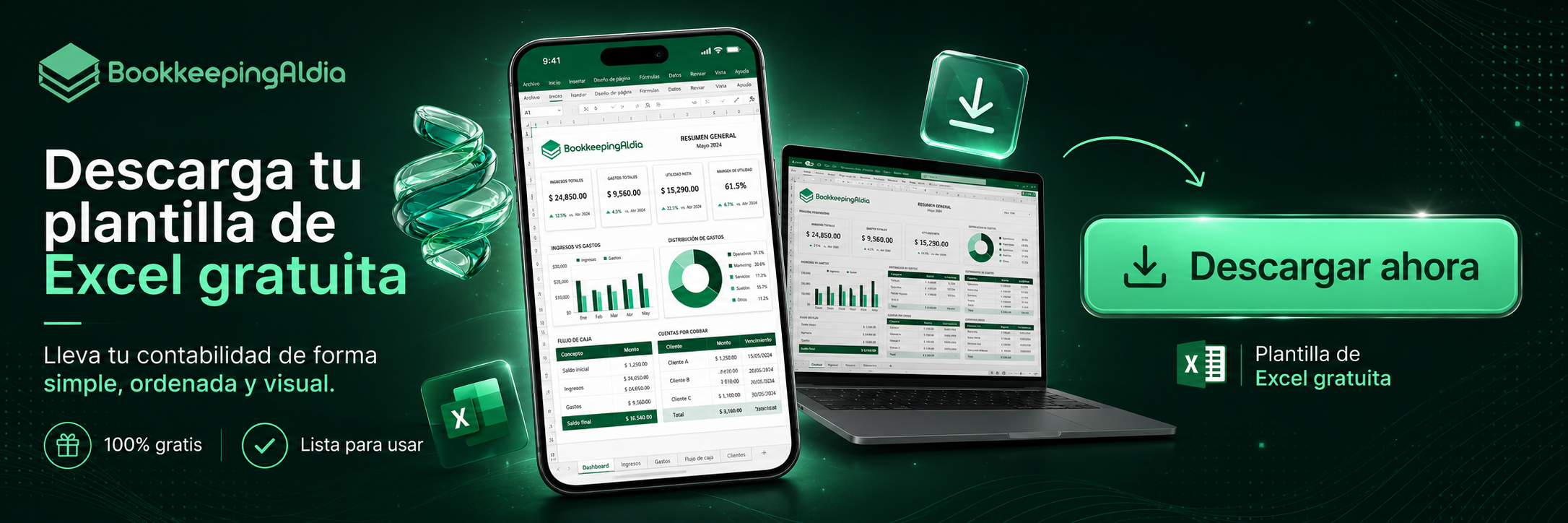 Descarga gratis la plantilla de Excel de Bookkeeping al Día