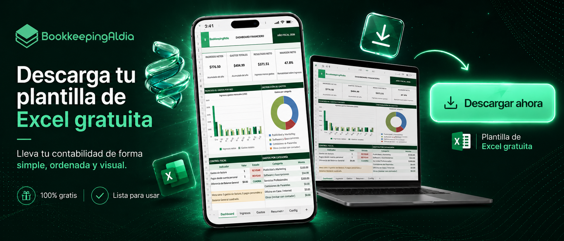 Descarga gratis la plantilla de Excel de Bookkeeping al Día